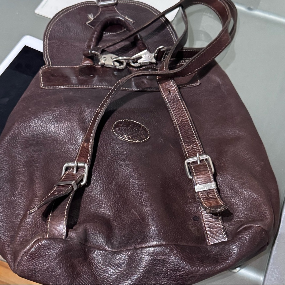 🪅 Vintage Roots 1980’s Genuine Leather Knapsack Backpack – Made in Canada🪅 - Picture 8 of 14